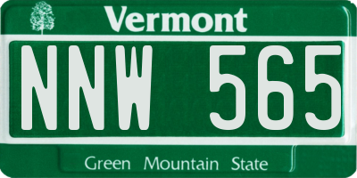 VT license plate NNW565