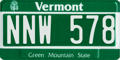 VT license plate NNW578
