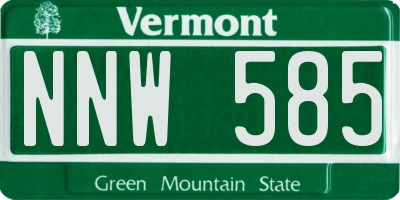 VT license plate NNW585