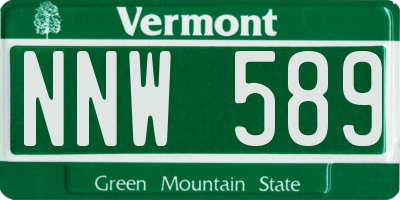 VT license plate NNW589