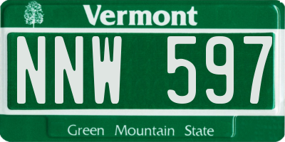 VT license plate NNW597