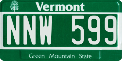 VT license plate NNW599