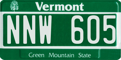 VT license plate NNW605