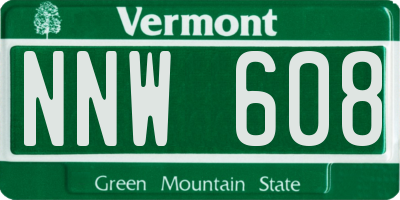 VT license plate NNW608