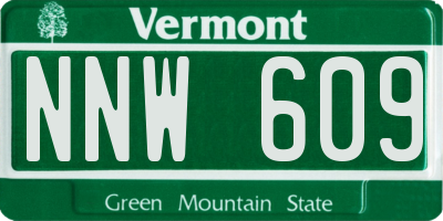 VT license plate NNW609