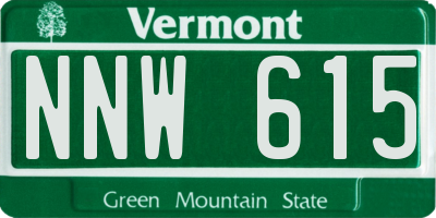 VT license plate NNW615
