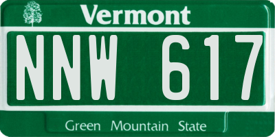 VT license plate NNW617