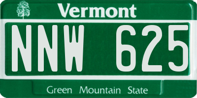 VT license plate NNW625