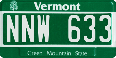 VT license plate NNW633