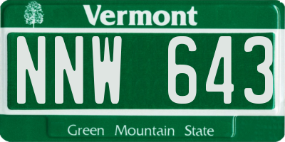 VT license plate NNW643