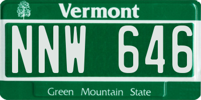 VT license plate NNW646