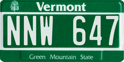 VT license plate NNW647