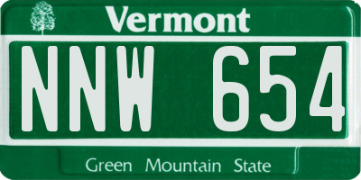VT license plate NNW654