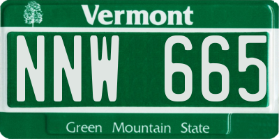 VT license plate NNW665