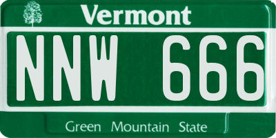 VT license plate NNW666