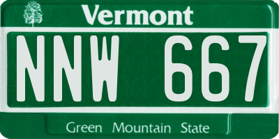 VT license plate NNW667