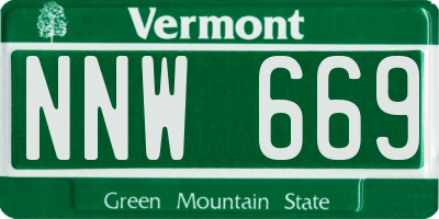 VT license plate NNW669