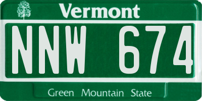VT license plate NNW674