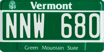 VT license plate NNW680