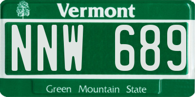 VT license plate NNW689