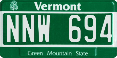 VT license plate NNW694