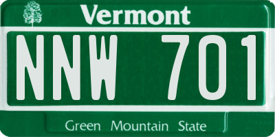VT license plate NNW701