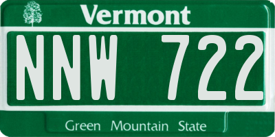 VT license plate NNW722