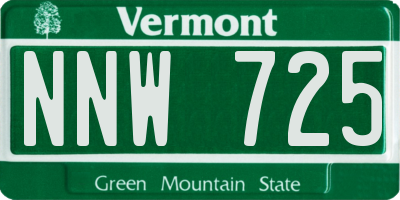 VT license plate NNW725