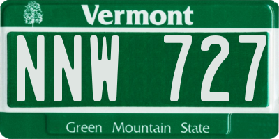 VT license plate NNW727