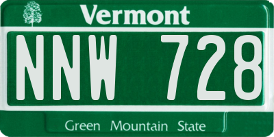 VT license plate NNW728