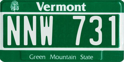 VT license plate NNW731