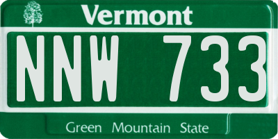 VT license plate NNW733