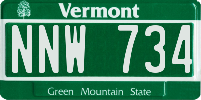 VT license plate NNW734