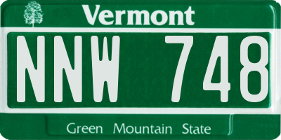 VT license plate NNW748