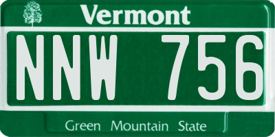 VT license plate NNW756
