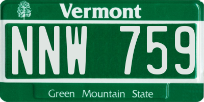 VT license plate NNW759