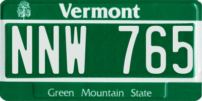 VT license plate NNW765