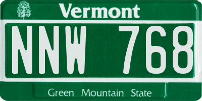 VT license plate NNW768