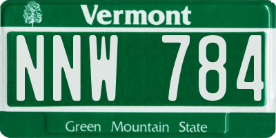VT license plate NNW784
