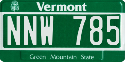 VT license plate NNW785