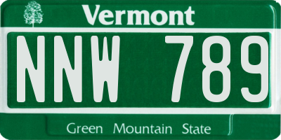 VT license plate NNW789
