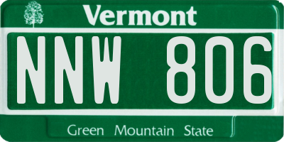 VT license plate NNW806