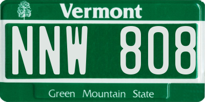 VT license plate NNW808
