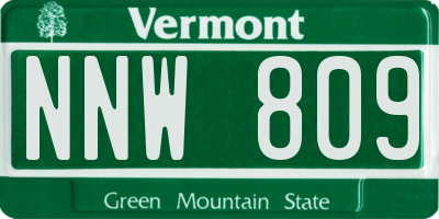 VT license plate NNW809