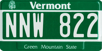 VT license plate NNW822