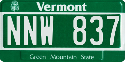 VT license plate NNW837