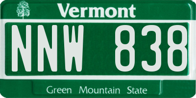 VT license plate NNW838