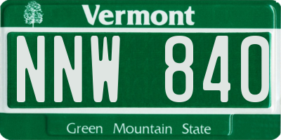VT license plate NNW840