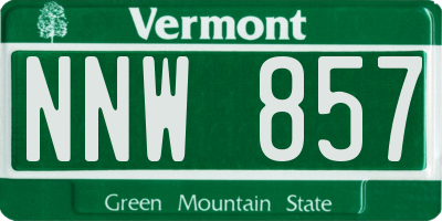 VT license plate NNW857