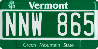 VT license plate NNW865